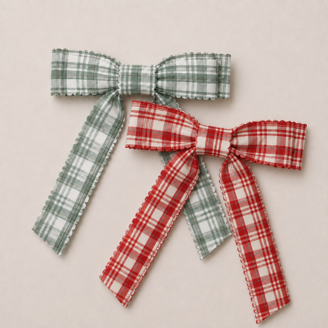 Mabel & Fox - Hair Bow Clips - Festive Plaid (2pcs)